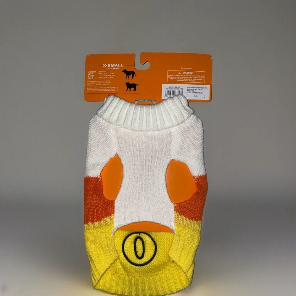 Hyde & EEK! Dog Candy Corn BOO Halloween Fall Pet Sweater Size XS Costume